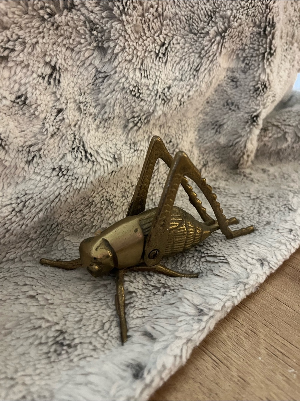 Vintage Brass Cricket Grasshopper Figurine Paper Weight Bug Insect 4” No Antenna